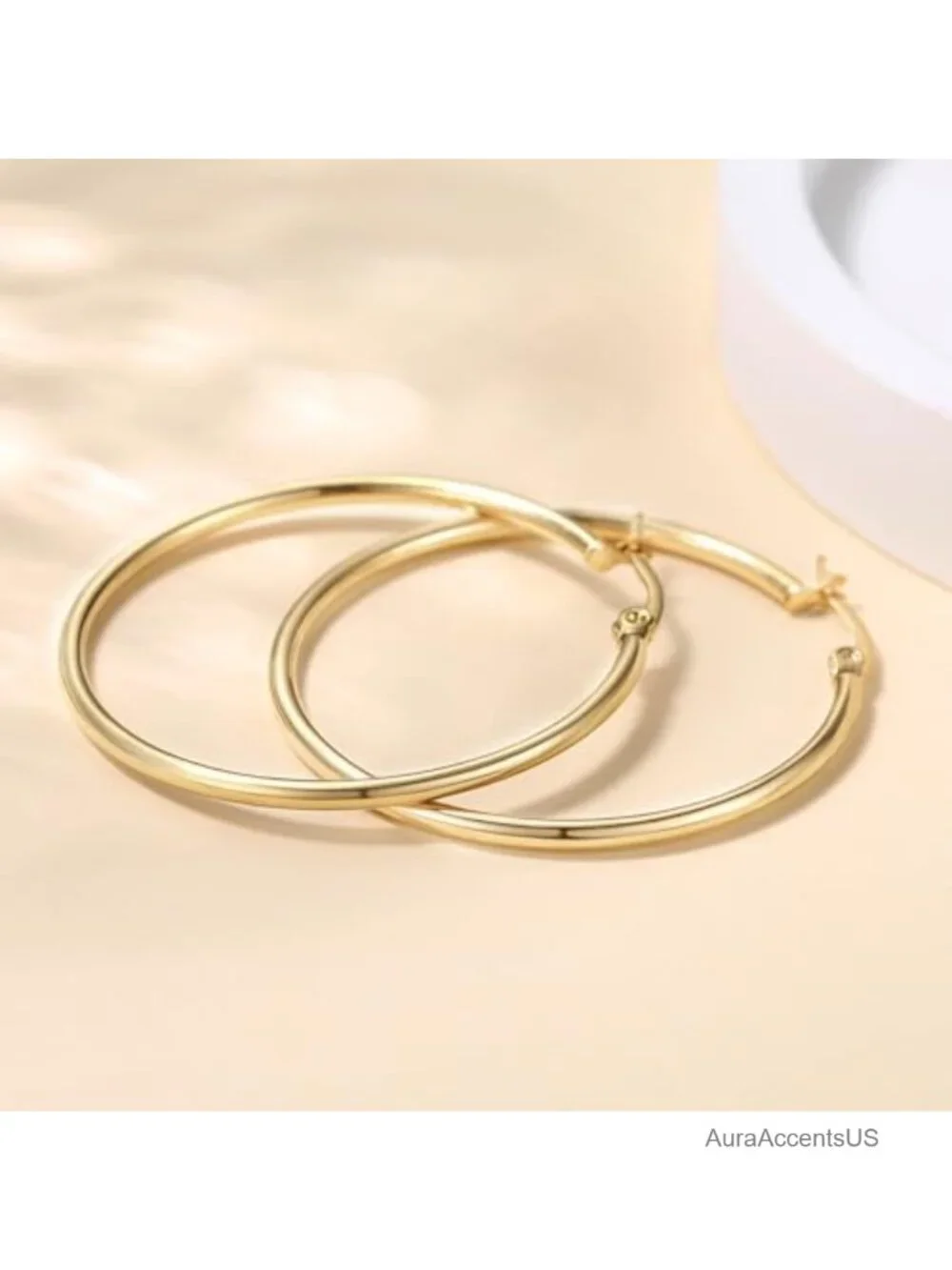 14K Gold Plated Hoop Earrings with Cubic Zirconia for Women